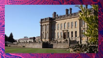Heythrop Park, a Warner Hotel. The border depicts a beautiful wallpaper found within the hotel.