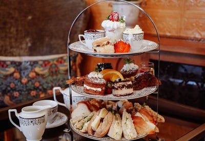 Afternoon tea served on a stand