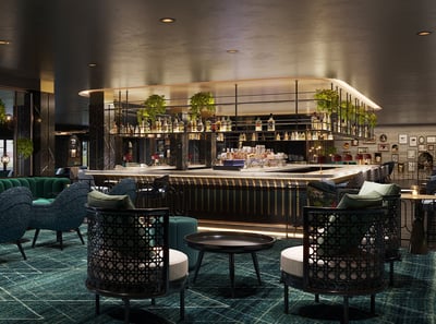 Render image of the new Late Lounge bar at The Runnymede on Thames Hotel