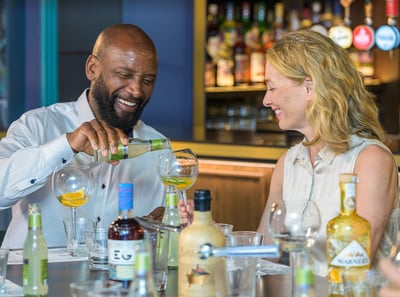 Two guests enjoying gin tasting