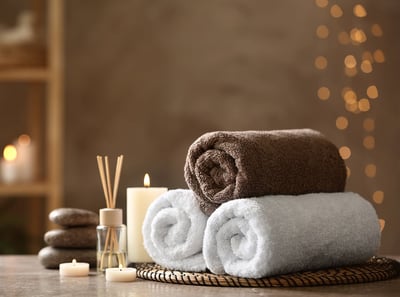 Towels and candles create a relaxed atmosphere at the spa