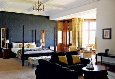 Historic room at Thoresby Hall featuring a 4-poster bed