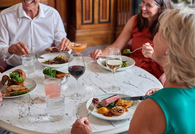 Guests dining at Brasserie32 at Heythrop Park Hotel