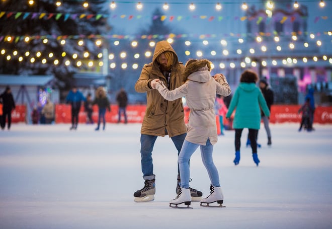 A couple ice skating