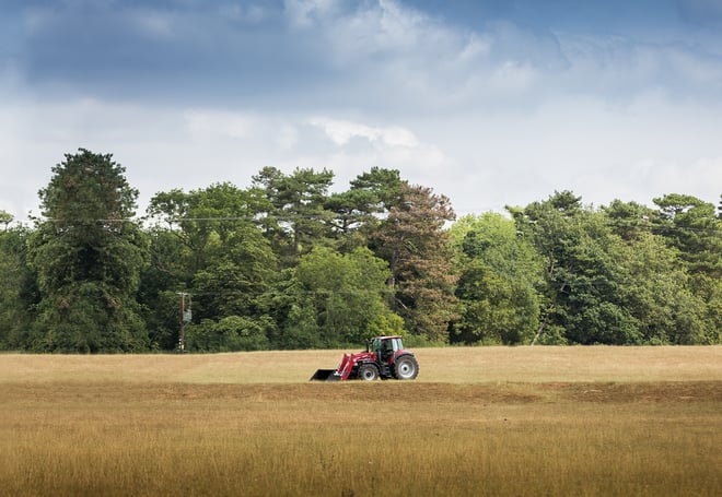 A tractor seen along the Arden Way whilst walking from Studley Castle Hotel