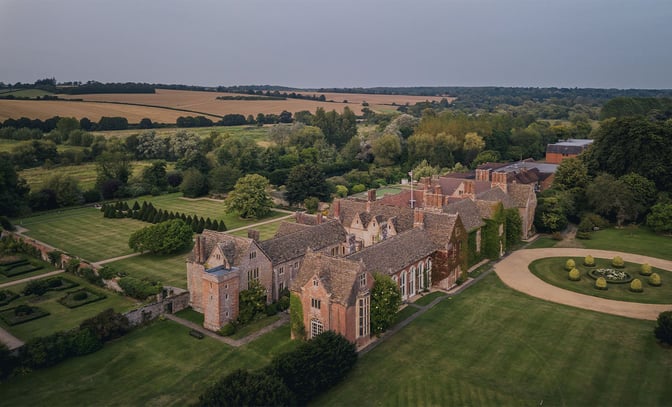 Drone shot of the old house of Littlecote House