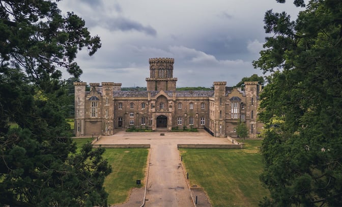 Studley Castle inbetween the trees