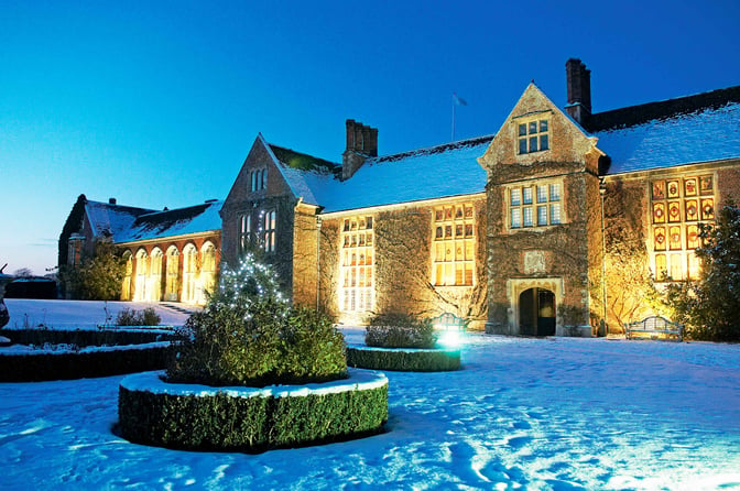 Littlecote House covered in snow