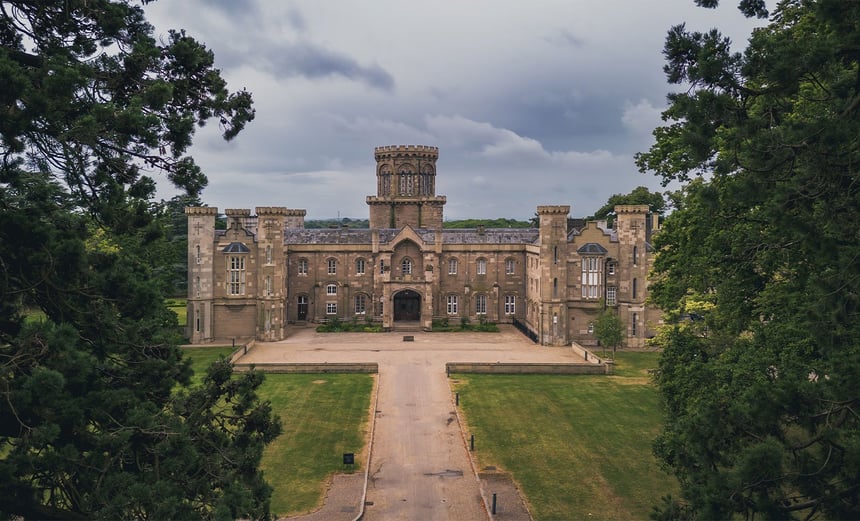 Studley Castle inbetween the trees