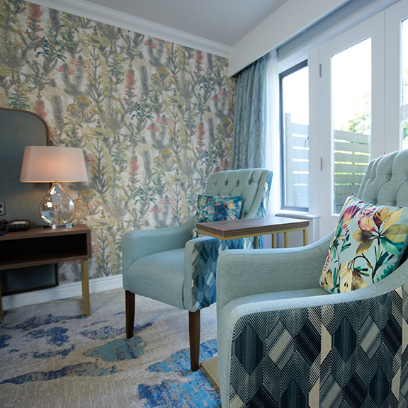 Two new chairs in the newly refurbished Signature rooms at Thoresby Hall