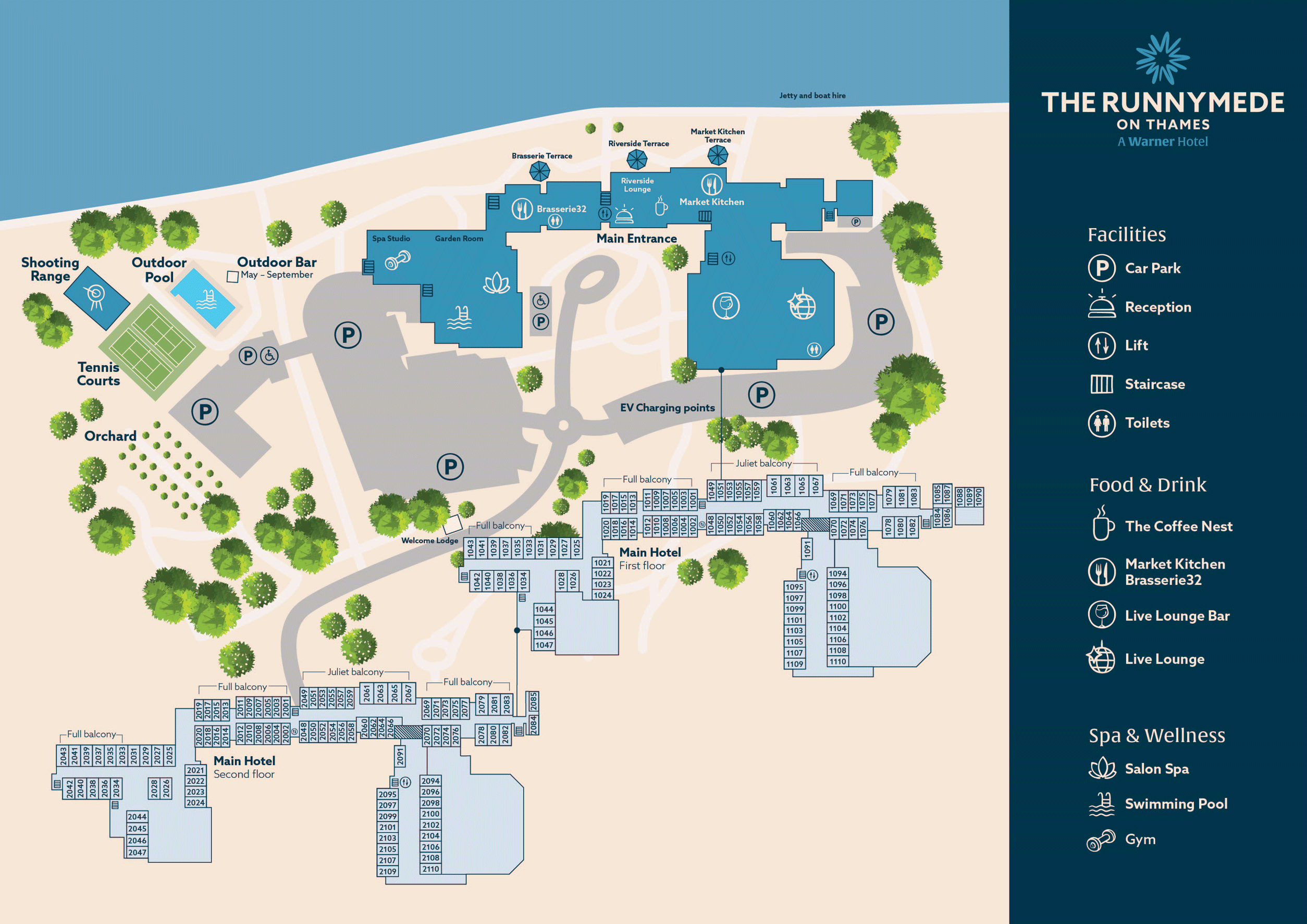 Map of ground floor of The Runnymede on Thames