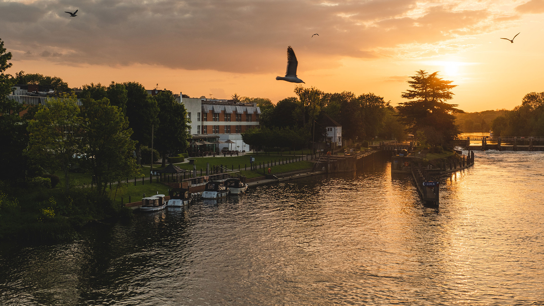 Sunset at The Runnymede on Thames, a Warner Hotel